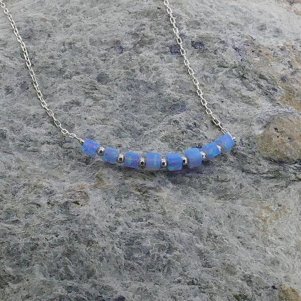 blå opal sten halskæde sølv
