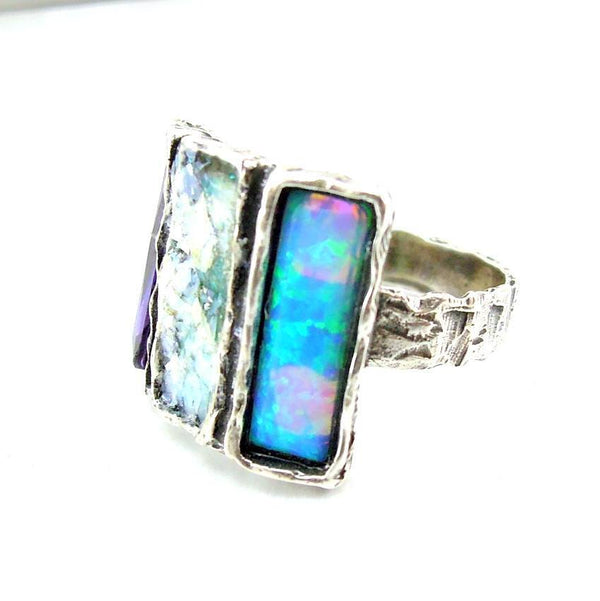 Blå opal sten ring
