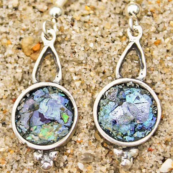 Blå runde øreringe