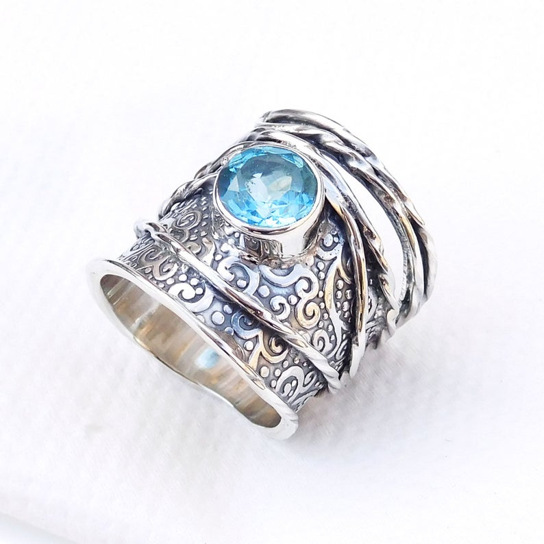 blå sten sølv ring håndlavet