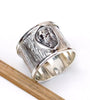 bred sølv ring diamant