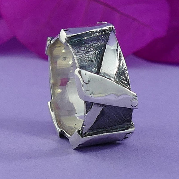 designer ring sort oxideret sølv