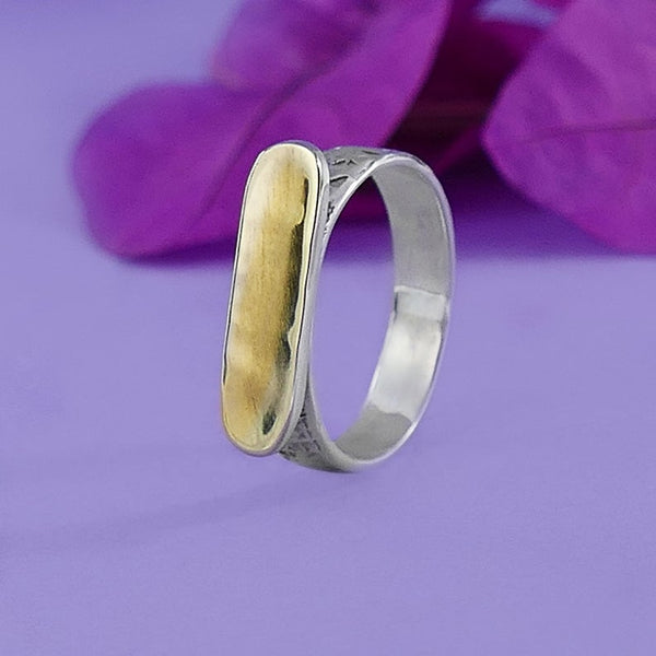 oval guld sølv ring