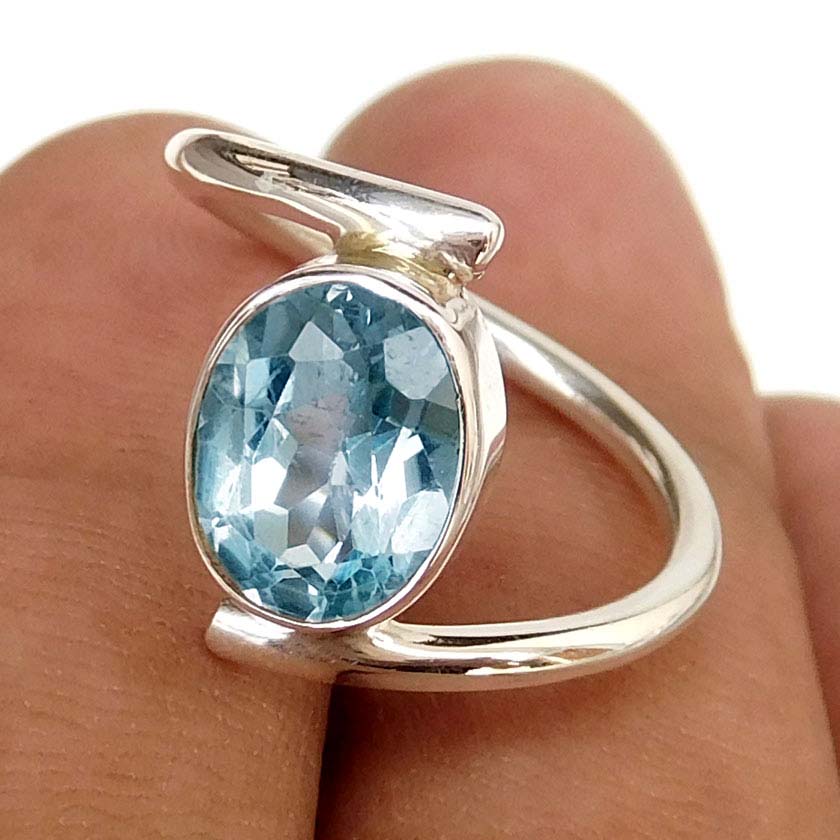 unika sølv ring blå sten